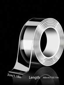3 piezas/1 pieza Cinta adhesiva transparente reutilizable de doble cara, adhesivo fuerte, cinta adhesiva transparente de doble cara multiusos y resistente al agua - Adecuada para el hogar, la cocina, la oficina y el automóvil, cinta adhesiva de doble cara súper resistente - transparente - Ver 12