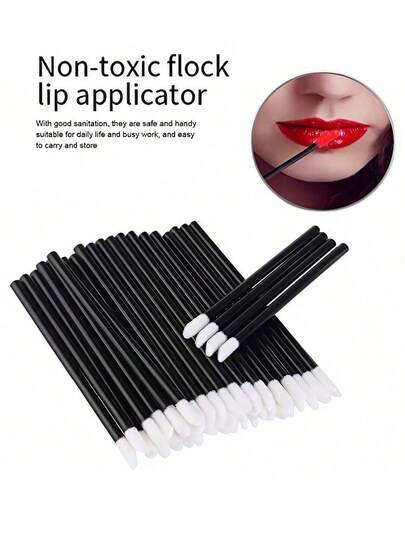50/200支装一次性唇刷、唇部彩妆棒、唇膏涂抹器、美容化妆工具、旅行便携唇膏清洁棒、超细刷头、多功能美容清洁工具、唇膏和唇彩涂抹器、高品质化妆和个人护理工具、无绒化妆涂抹器、家用清洁棒、化妆品必备品、耳部清洁、户外护理工具配件，适用于睫毛、指甲清洁、唇膏、唇彩、睫毛膏、眼影等。