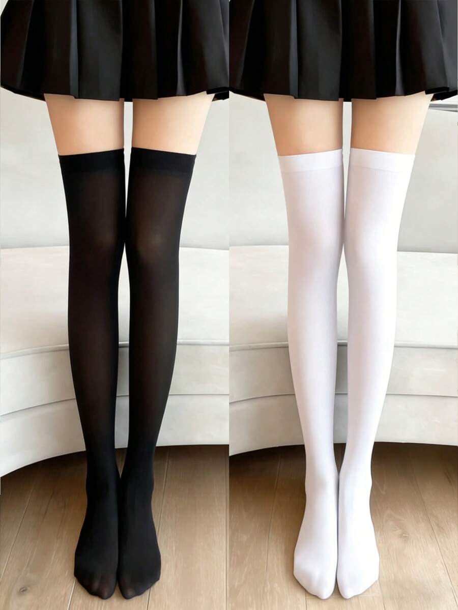 1 Pair Women's Thigh High Compression Stockings - Graduated Compression Socks, Lightweight Breathable Thigh-High Stockings - Multicolor - View 1