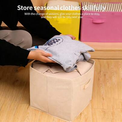 11x11x11 Inch Foldable Uncovered Non-Woven Fabric Storage Bin, Suitable For Storing Toys, Folded Clothes, Bathroom, Bedroom, Closet Organization, Space Saving Home & Travel Essential (Random Color)