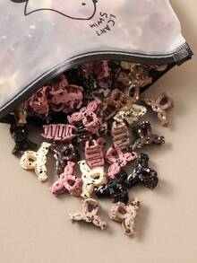 10/20/30pcs Retro Splatter Twist Small Hair Claw Clips, Cute Minimalist Hair Claw Bangs Clamp For Women - Multicolor - View 1