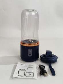 便携式搅拌榨汁机二合一,USB充电,6刀片,双杯设计,可碎冰制作冰沙,厨房好帮手,塑料材质,锂电池,1500mAh容量 - 彩色 - 查看 12