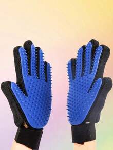 Random Pet Deshedding Massage Grooming Gloves, Pet Grooming Gloves - Gentle Deshedding Brush, Suitable Dogs And Cats - Massage Stimulates Circulation - Easy To Use And Clean - 藍色 - 查看 3