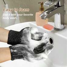 Exfoliating Shower Gloves, Bath Gloves, Body Wash, Deep Cleansing Loofah Sponge, Suitable For Women And Men - A - View 2