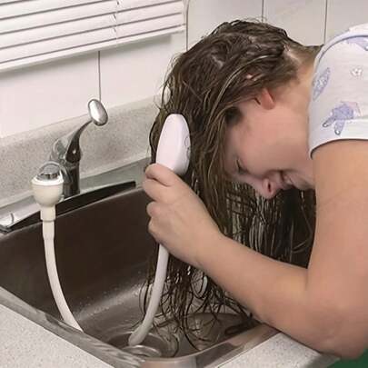 1pc Easy Install Portable Sink Faucet Shower Head Attachment, Suitable For Hair Washing And Pet Bathing - Multifunctional, Toolless Faucet Sprayer Head, Fit For Home And Outdoor Use, White, Shower Accessory