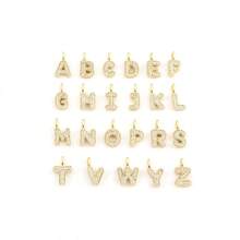 1pc Fashion Simple Bubble Initial Artificial Crystal Heart Pendant Golden Stainless Steel Lip Chain Necklaces For Women - Yellow Gold - View 4