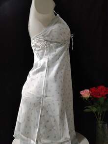 性感睡衣，缎面长袖吊带睡裙，带胸垫，丝滑家居服，可作外穿，含睡袍 - 淺藍色 - 查看 7