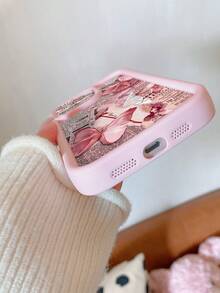 1个时尚高端蝴蝶与报纸图案粉色玛瑙阶梯砂岩手机壳，兼容 17/17 Pro/17 Pro Max/Air/16/15/14/13/12/11 Pro Max、S26/S25/S25 FE/S25 Edge、A37/A57，新款热销多功能防摔防滑手机壳 - 粉色 - 查看 4