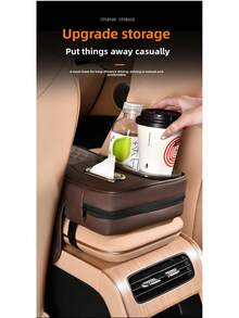 Car Armrest Box Pad With Tissue Box, Storage Bag And Cup Holder, Integrated Armrest Storage Solution, Car Center Console Height Enhancer, Stable Armrest Box - Multicolor - View 8