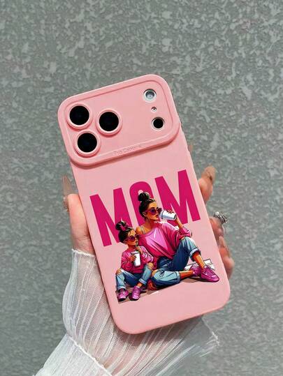 Mother's Day "MOM" Pink Phone Case, Fashionable Mother-Daughter Floral Print Pink Lens Protection Anti-Fall Anti-Fingerprint Phone Case, Mother's Day Phone Case, MOM Phone Case, Mother-Daughter Phone Case, Sweet Girl Style Phone Case, Anti-Fall Phone Case, Liquid Silicone Case, Lens Protection, Gift For Mom, Spring Phone Case, Fashionable Phone Case, Compatible With IPhone Case & Galaxy Case, Phone Case, Suitable Compatible With Iphone 11/17/17e/17 Promax, Galaxy S24/S25 Ultra/A06/Galaxy A17, Ideal Mother's Day Gift Or Daily Use,International Version, Not The Domestic Version