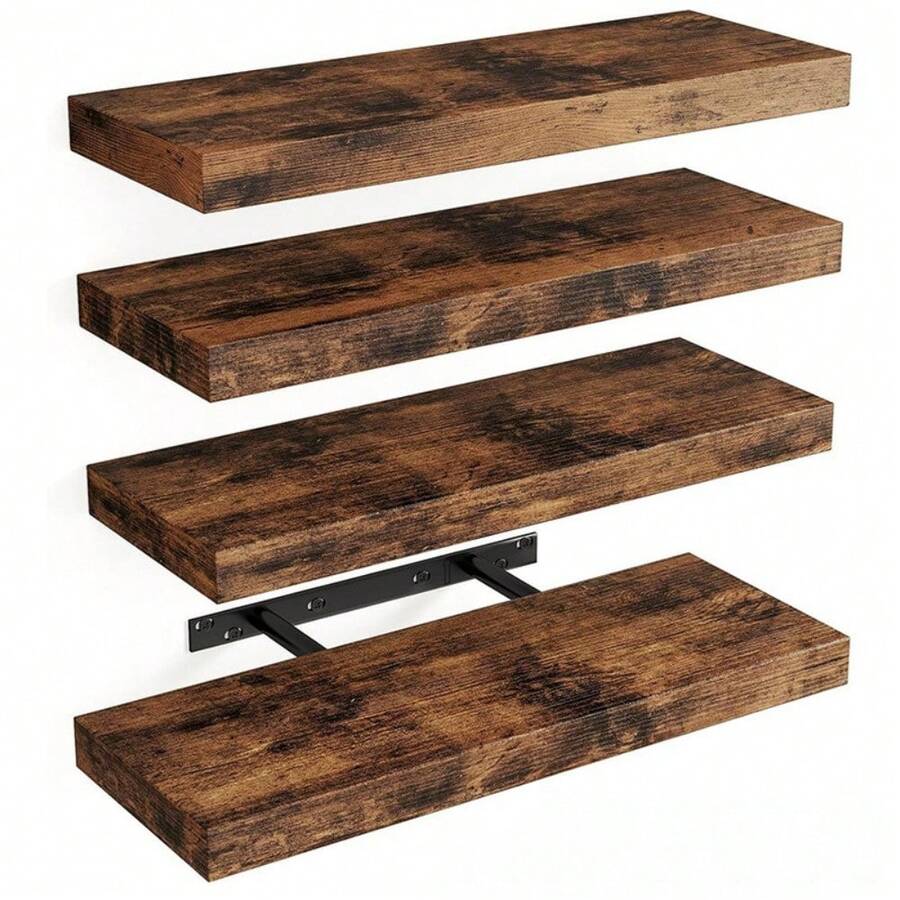 Minimalist Solid Wood One-Shelf Wall Mounted Rack, Living Room Dining Room Wall Storage Shelf, TV Wall Bookshelf - Multicolor - View 1