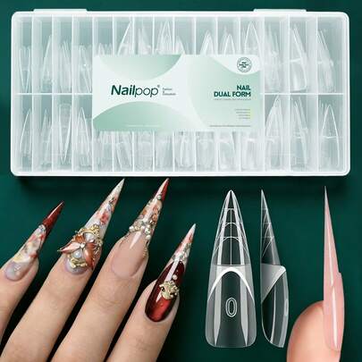 Gorgellux Space French Nail Dual Forms 150pcs Stiletto Shape Dual Forms 3D Smart French Line Reusable Nail Extension Mold Nail Tool