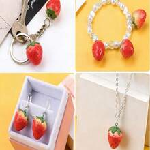 10/20个树脂仿真红色草莓造型吊坠，适用于DIY项链、耳环、钥匙扣、饰品吊坠装饰、珠宝制作配件 - 紅色 - 查看 8