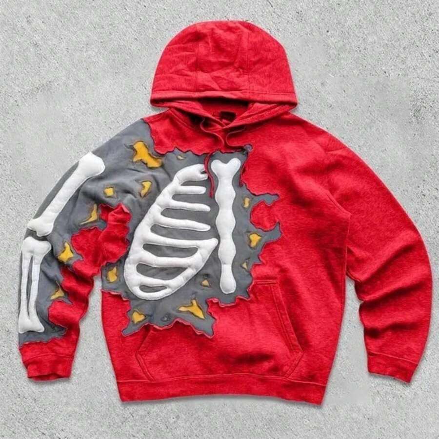 Y2K Hip Hop Letter Print Zip Up Hoodie, Unisex Loose Street Sweatshirt - YN-02 - Xem 1