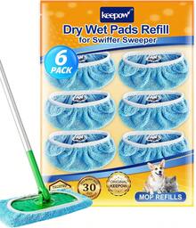 KEEPOW Reusable Microfiber Mop Pads For  Sweeper Mop, Washable Wet Pad Refills For Wet &Amp; Dry Use, Microfiber Dry Sweeping Cloths For Hardwood Floor Cleaning, 2 Pack (Mop Is Not Included) - Blue6 Pack - View 2