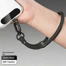 Adjustable Anti-Theft Phone Lanyard, Diagonal Long Strap, New Smart Phone Wrist Strap Accessory, Anti-Lost Anti-Drop Polyester Braided Phone Chain, High-End Phone Decoration, Purple/Black, Sturdy And Durable Metal Pendant, Frees Up Hands For Outdoor Sports, Running, Carrying Baby, Birthday Gift For Family And Friends - 多色短款 - 查看 3