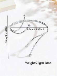 1pc Fashionable Personalized Asymmetrical Geometric Open Adjustable Metal Arm Cuff Bracelet For Women, Suitable For Music Festivals, Dance Parties And Events - Silver - View 5