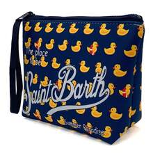 All-In-One Travel Toiletry Bag, S-Saint B-Barth Material, Portable Striped Toiletry Bag, Cosmetic Bag, Handbag, Cosmetic Bag, Waterproof Travel Bag, Travel Organizer With Zipper, Lightweight Makeup Case, Unisex Travel Gift. - Màu xanh hải quân - Xem 4