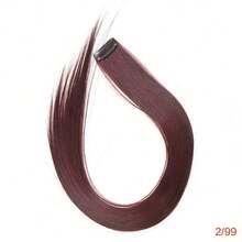 1pc Heat-Resistant Synthetic Long Straight Hair Extension Clip-In, Y2K Style Highlighted Side-Swept Bangs Hair Piece - Multicolor - View 44