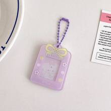 1pc Transparent Cartoon Bow Photo Frame Pendant, Suitable For Photos, Stickers, With Card Slot & Keychain - Bow Card Holder - View 8