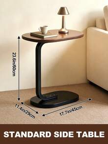 Adjustable Side Table, C Shaped End Table, Bedside Table With Small Spaces, Sofa Table With Metal Frame, Small Side Table For Couch, C Shaped Tray Table Side Table For Living Room Bedroom Corners And Office Dorm Room Decor Modern Style, Walnut Brown Color - Walnut Brown - View 7