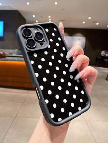 复古波点手机壳，兼容苹果17、Air Pro Max、16 Pro、15 Pro、14、13、12、11，哑光表面，独特创意设计，保护套 - 高竹復古黑點 - 查看 6