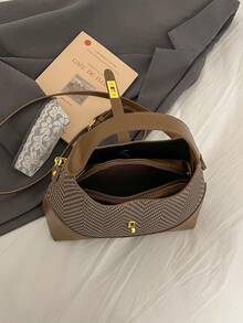 女士手提包/单肩包，时尚优雅简约商务休闲复古马鞍包，咖啡色 - 咖啡 - 查看 8