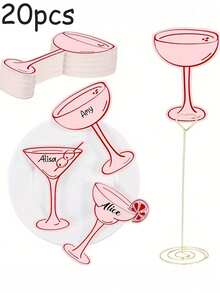 50张/10张粉色鸡尾酒主题席位卡 - 3种鸡尾酒主题，适用于婚礼座位安排、新娘送礼会、情人节装饰、周年纪念晚宴和公司活动 - 彩色 - 查看 9