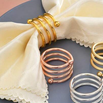 1/2/4/6/10 ชิ้น ห่วงผ้าเช็ดปากโลหะ, ของตกแต่งที่วางผ้าเช็ดปากสำหรับโต๊ะอาหารในโรงแรม งานแต่งงาน, สำหรับจัดโต๊ะ งานแต่งงาน วันเกิด วันครบรอบ อีสเตอร์ คริสต์มาส ฮาโลวีน งานเลี้ยงวันขอบคุณพระเจ้า