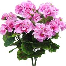 2 Bündel künstliche Geranie Blumen für Outdoor, Seide Geranie Blumen, UV-beständig für den Garten, Kunstblumen für Tischdekoration Zuhause und Küche - Verschiedenfarbig - Übersicht 5