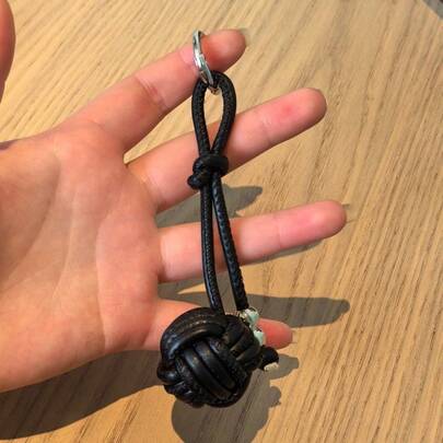 1pc Unisex INS Style Handmade Woven Ball Colorful Keychain, Niche Leather Woven Rope Accessory Bag Charm