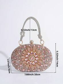 Mini Glitter Sunflower Rhinestone Decor Evening Bag, Handbag For Gala, Party, Formal Dress Accessory - Champagne - View 6