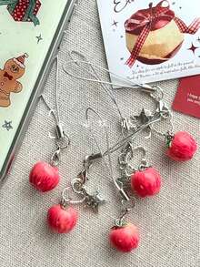 1个仿苹果创意挂绳，可爱小众手机挂绳，相机挂饰，钥匙扣 - 彩色 - 查看 4