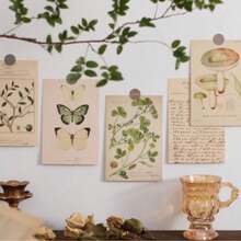 复古蝴蝶剪贴簿纸，卡通文具可爱创意趣味，适用于DIY手账装饰、拼贴画、剪贴簿、子弹笔记、笔记本、工艺品、返校用品、冬季、感恩节、圣诞节、沙特国庆日、生日、节日、新年、情人节、送给男友/女友的礼物、成人用品 - 彩色 - 查看 3