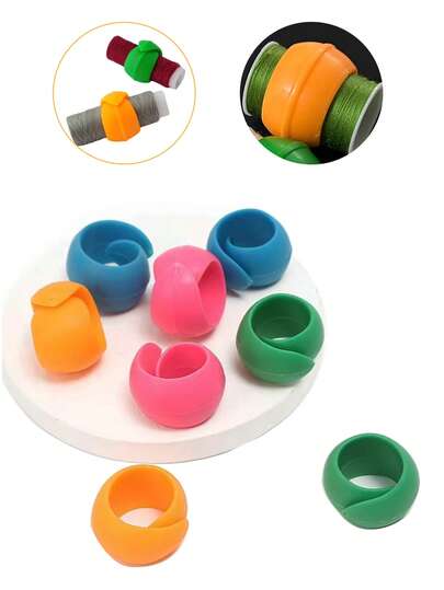 10 chiếc cuộn chỉ silicon 3cm, 4 màu cam/xanh dương/đỏ/xanh lá cây, mềm dẻo, dùng cho chỉ may, thêu chữ thập, đồ thủ công DIY.