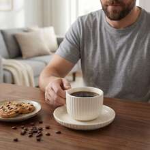 Juego de 6 piezas/1 set de taza de café y platillo de cerámica de 90ml/3oz, taza de estilo latte de porcelana blanca a rayas europeas, juego de taza de té vintage, apto para uso diario en el hogar, cocina, cafetería, bar, máquina de café o restaurante, café expreso - Multicolor - Ver 10
