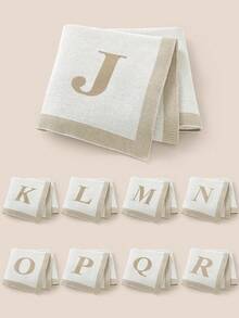 1pc 26 Letter Knitted Baby Blanket, Minimalist Casual Infant Throw Blanket, Suitable For All Seasons - Off-white - View 2