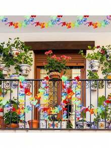 3 piezas Banderín de flores hawaianas, guirnalda para fiesta de verano, decoraciones para fiesta hawaiana, accesorios para fotos, guirnalda de cinta de flores de colores, centro de mesa para fiesta - perfecto para fiestas de cumpleaños, eventos temáticos, decoración del hogar y porche, guirnaldas DIY, decoraciones de boda - Múltiples estilos - Ver 5