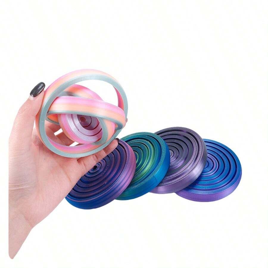 1个3D打印圆形旋转减压玩具 - 彩色条纹和漩涡图案，360°旋转设计 | 适用于办公室和家庭使用，玩具，创意礼物，时尚外观，辅助集中注意力，色彩鲜艳，旋转顺畅，娱乐放松，独特礼物 - 星際盤 - 查看 1
