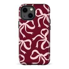 复古酒红色蝴蝶结印花手机壳，适用于 11/12/13/14/15/16 Pro Max、Galaxy S26 S25 S24 S23 S22 S21 Plus Ultra、Galaxy A71 A57 A56 A55 A54 A53 A52 A37 A36 A35 A34 A33 A32 - 酒紅色 - 查看 8