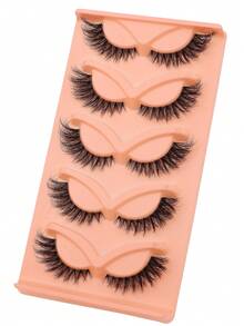 5 Pairs 3D Wispy Cat Eye Fox Eye Lashes Clear Band Faux Mink Natural Fluffy Reusable Lash Extension Makeup For Daily Party Dating - View 3