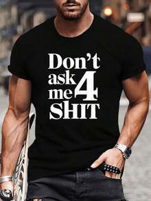 ZIVRE Men's Cotton Graphic T-Shirt - "Don't Ask Me 4 " Bold Print Short Sleeve Tee, Black Casual Summer Top For Casual Attire Gift For Men - Black - View 1