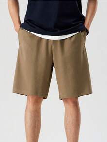 CAMEL CROWN Men's Casual Summer Cotton Loose-Fitting Sports Knitted Capri Pants - Khaki - View 4