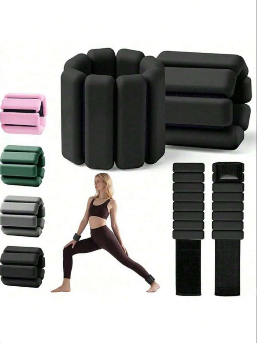 2件套可调节腕踝负重带（男女通用），健身负重套装，适用于锻炼、瑜伽、步行、跑步、舞蹈、普拉提、有氧运动、家庭健身房穿戴式训练带 - 彩色 - 查看 1