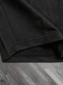 HEYKESON Men's Black Cargo Shorts With Contrast Stitching, Multiple Pockets, Drawstring Waist, Casual Street Style - Black - View 8