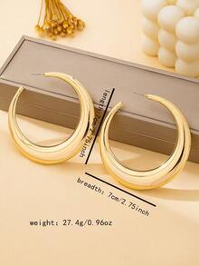 Women's Jewelry Set, Minimalist Smooth Choker Necklace & Hoop Earrings, Suitable For Daily Wear And Vacation - Necklace and Earrings Set - View 6