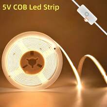 1pc COB Light Strip, 5V Low Voltage USB Powered, Compatible With Power Bank, Laptop, USB Power Adapter. Equipped With 501 On/Off Switch, No Need To Repeatedly Plug And Unplug, Control Light Switch Anytime. - 彩色 - 查看 5