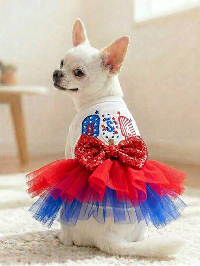 PETCIRCLE 1 bộ quần áo cho thú cưng, váy cho chó/mèo, váy voan mỏng mới mùa xuân/hè cho chó nhỏ - Váy voan hình kem sản xuất tại Mỹ