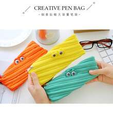 1pc Korean Style New Cute Minimalist Zipper Pencil Case, Large Capacity Student Stationery Bag - A - View 3