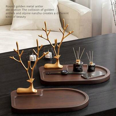 Wooden Deer Horn Shaped Shelf, Home Decor Storage Rack For Living Room, Bedroom, Kitchen, Entryway. Suitable For Storing Cosmetics, Perfumes, Skincare Products In Bathroom, Kitchen, Office Desk. Multi-Layer Design, Compact And Stable, Easy To Assemble, Portable. Ideal For Living Room, Bedroom, Entrance, Office, Home Use. Great For Holiday, Christmas, Children Gifts.